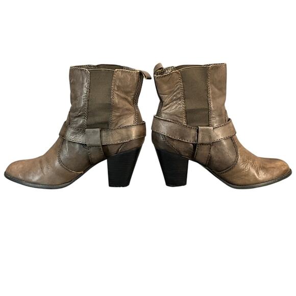 Arturo Chiang Brown Leather Buckle Strap Western Heeled Ankle Boot Women 8M - Picture 3 of 10